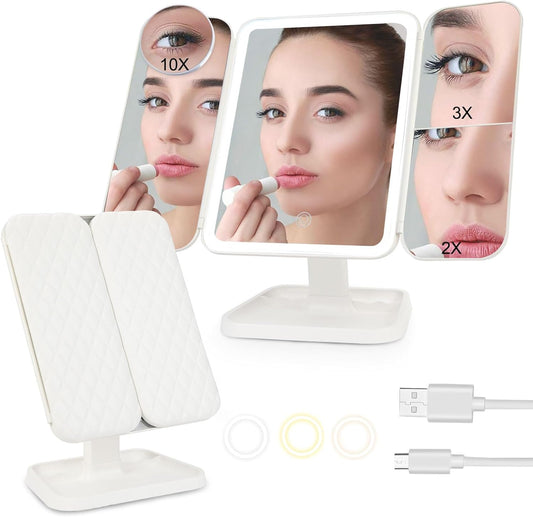 ESPEJO LED TRIPLE PARA MAQUILLAJE PROFESIONAL l+ REGALO ENVÍO GRATIS