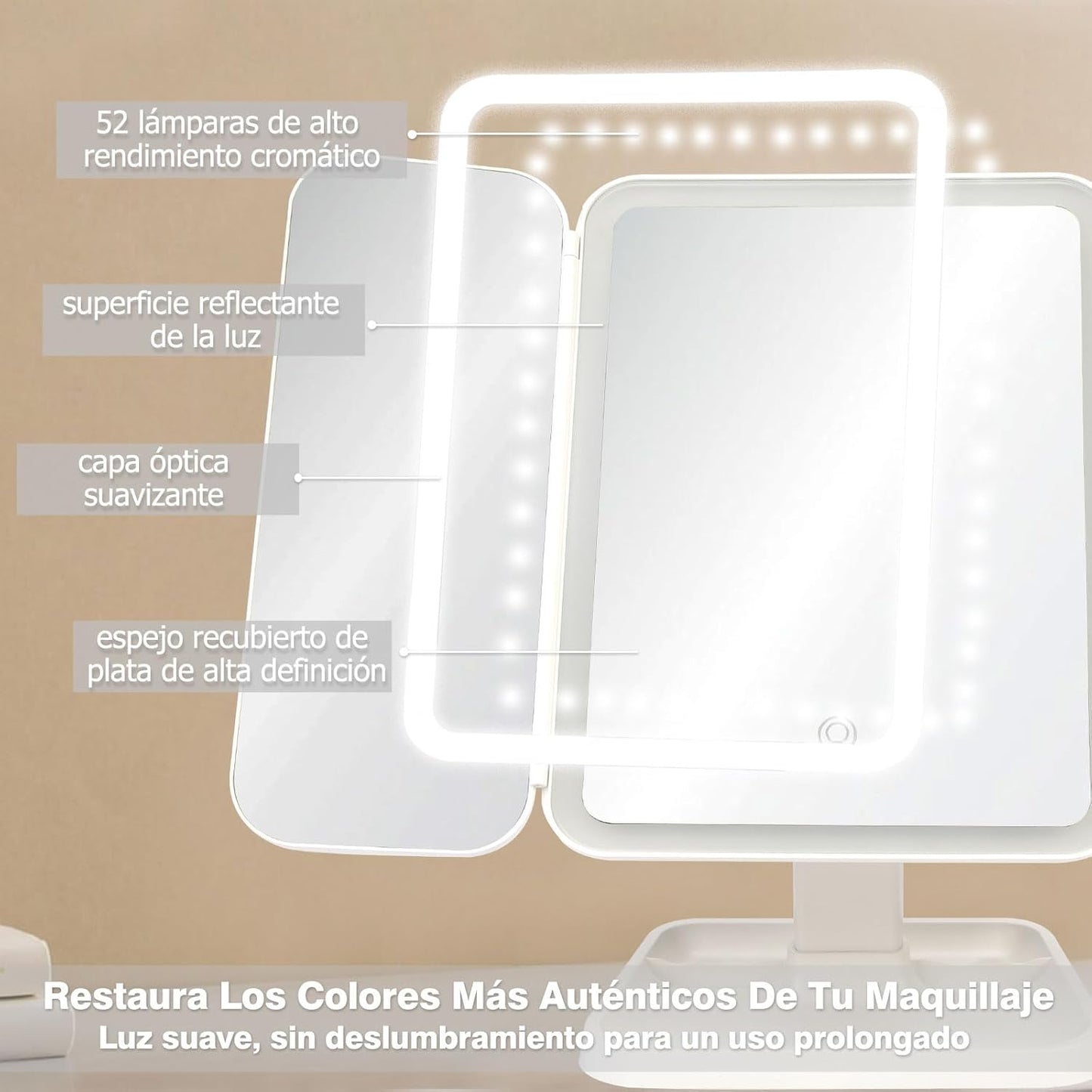 ESPEJO LED TRIPLE PARA MAQUILLAJE PROFESIONAL l+ REGALO ENVÍO GRATIS